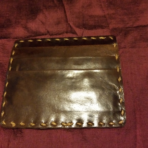 MEN'S/WOMEN'S HANDMADE CARD CASE BROWN LEATHER - Picture 2 of 4